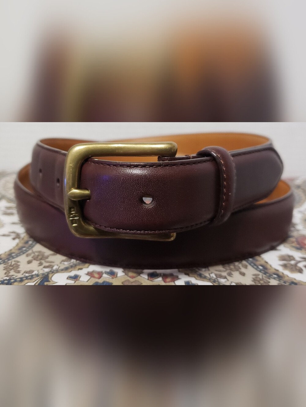 Polo Ralph Lauren Men's Brown Italian Leather Belt Size 42 Brass Buckle